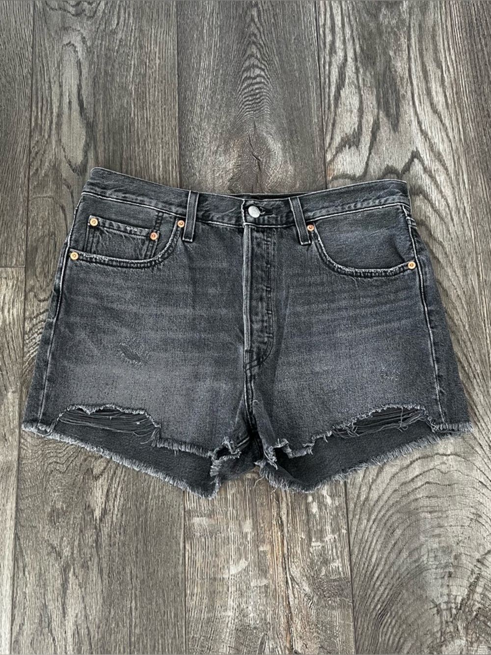 LEVI’S 501 Button Fly Denim Jean Cutoff Gray Shorts Size 31